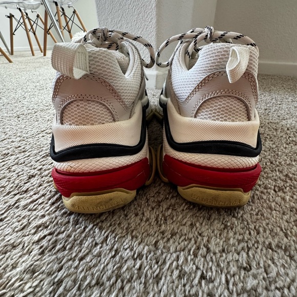 Balenciaga White and Black Triple S Sneakers - Picture 6 of 8